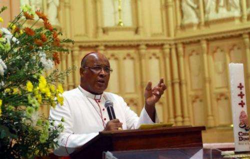 Wilfrid Napier gives a sermon at the Emmanuel Cathedral Church in Durban on February 10, 2013