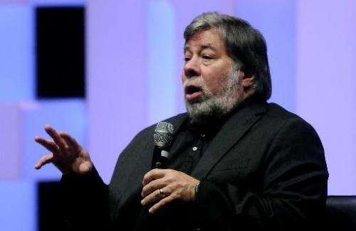 Apple co-founder Steve Wozniak speaks during an event in Medellin, Colombia, on August 2, 2014