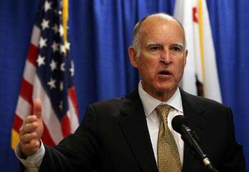 California governor Jerry Brown speaks during a press conference in San Francisco, California, on January 17, 2014