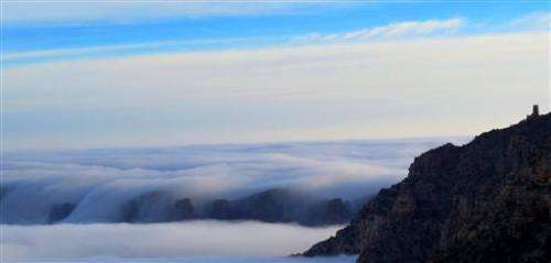 Clouds fill Grand Canyon in rare weather event