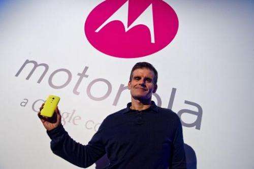 Dennis Woodside, CEO of Motorola Mobility, introducesg the company's new low cost smartphone &quot;Motorola Moto G&quot;, in Sao