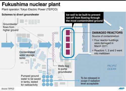 Graphic outlining schemes to divert groundwater at Japan's crippled Fukushima nuclear plant to prevent radioactive contamination