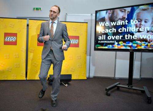 Joergen Vig Knudstorp, CEO of LEGO, speaks at a press conference on February 27, 2014 in London