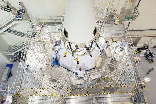 Launch abort system installed on NASA’s Orion capsule