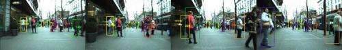 Moving cameras talk to each other to identify, track pedestrians