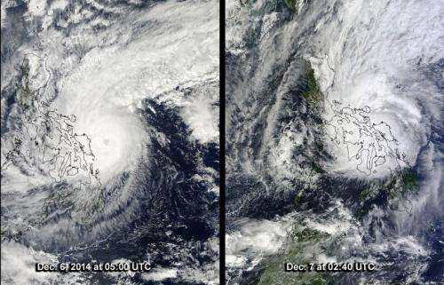 NASA catches 3 days of Typhoon Hagupit's motion over Philippines