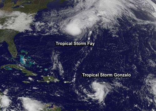 NASA sees newborn Tropical Storm Gonzalo form and threaten Caribbean islands
