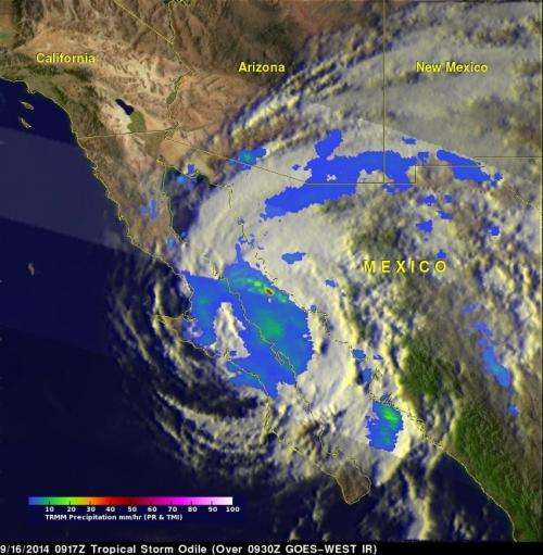 NASA sees Odile soaking Mexico and southwestern US