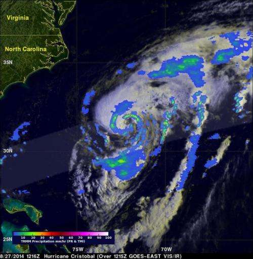 NASA's TRMM analyzes Hurricane Cristobal