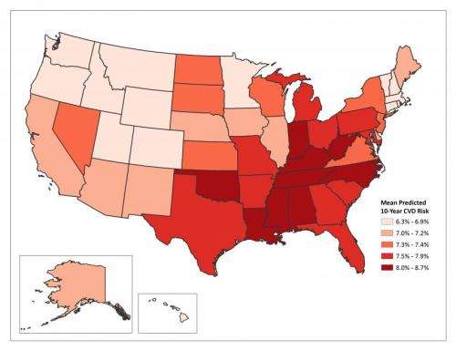 New state level data demonstrate geographical variation in 10-year cardiovascular risk