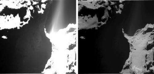 OSIRIS images of Rosetta’s comet show spectacular streams of dust emitted into space