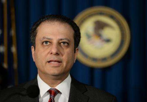 Preet Bharara, U.S. Attorney for the Southern District of New York speaks on May 9, 2014 at the US Attorney's office in New York