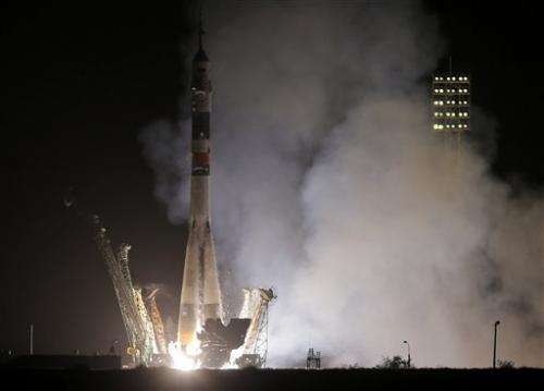 Rocket with 3-man crew lifts off for space station