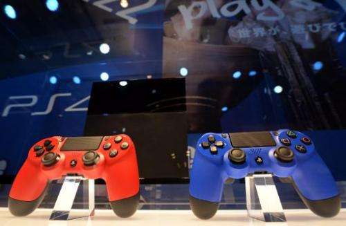 Sony's PlayStation 4 video game consoles are pictured on February 1, 2014 at the Ginza Sony building in Tokyo