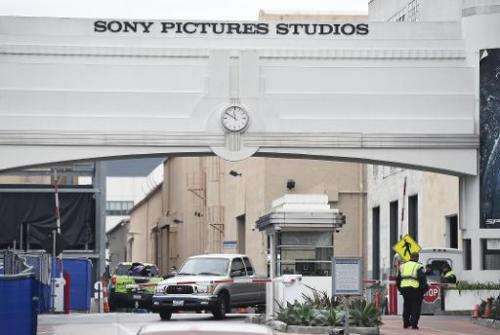 The entrance to Sony Pictures Studios in Culver City, California is seen December 16, 2014