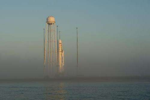 This picture provided by NASA shows the Orbital Sciences Corporation Antares rocket, with the Cygnus spacecraft onboard, at sunr