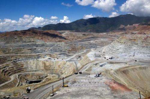 View of the &quot;Buena Vista&quot; copper mine in Cananea community, Sonora state, Mexico on August 13, 2014, which leaked sulf