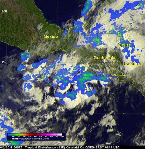NASA's TRMM satellite sees Eastern Pacific tropical cyclone forming