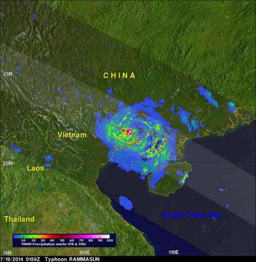 NASA's TRMM satellite measures up Super Typhoon Rammasun