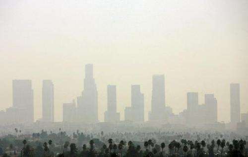 Air pollution over Downtown Los Angeles, California on September 20, 2006