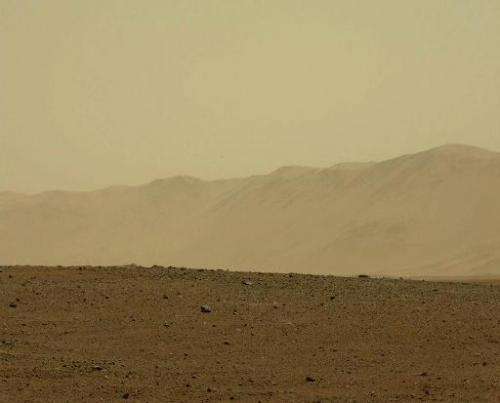An image of the surface of Mars taken by NASA's rover Curiosity, August 9, 2012