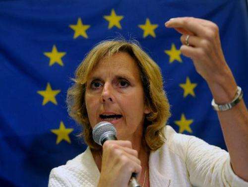 European Union Commissioner for Climate Action, Connie Hedegaard speaks during a press conference in Manila on September 6, 2013