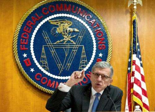 Federal Communications Commission (FCC) Chairman Tom Wheeler speaks before calling for a vote during a meeting of the commission