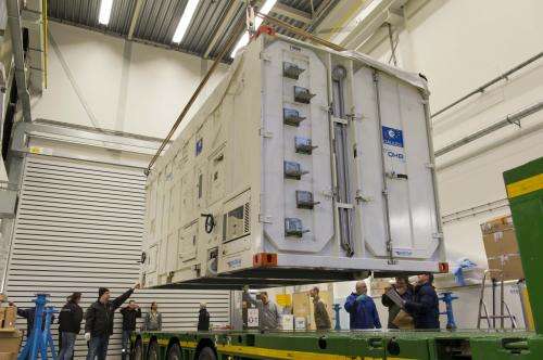Four Galileo satellites at ESA test centre