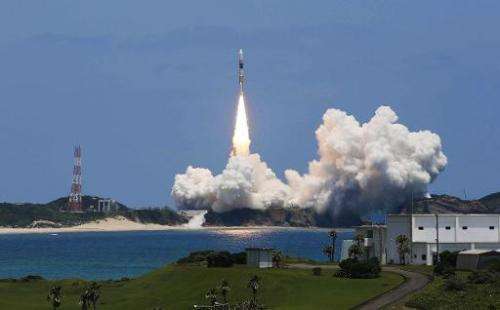 Japan's H-IIA rocket lifts off from the space centre on the southern island of Tanegashima on May 24, 2014
