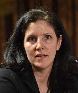 Laura Poitras speaks after accepting Long Island University's George Polk Award for National Security Reporting April 11, 2014 i