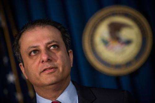 Preet Bharara, US Attorney for the Southern District of New York, speaks at a press conference, on May 19, 2014