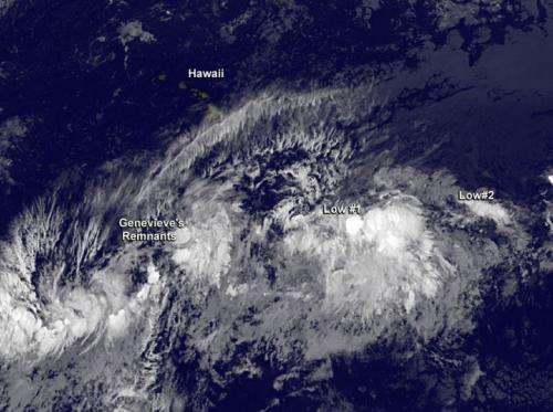 Satellite sees Genevieve's remnants chased by 2 more systems