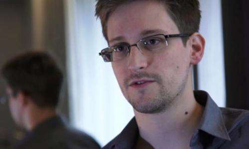 This still image from video recorded on June 6, 2013 shows Edward Snowden speaking during an interview with The Guardian newspap