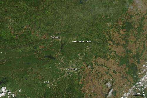NASA satellite spots tornado track near Conway, Ark.