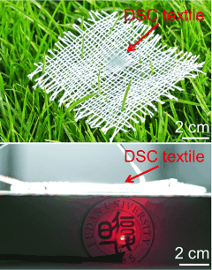 Solar cells based on stacked textile electrodes for integration into fabrics