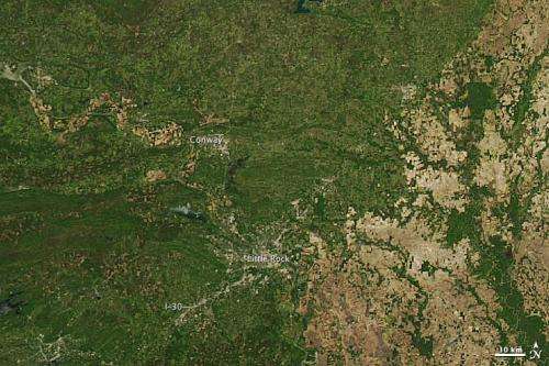 NASA satellite spots tornado track near Conway, Ark.