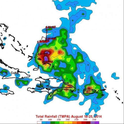 NASA's TRMM satellite adds up Cristobal's heavy rainfall in the Caribbean