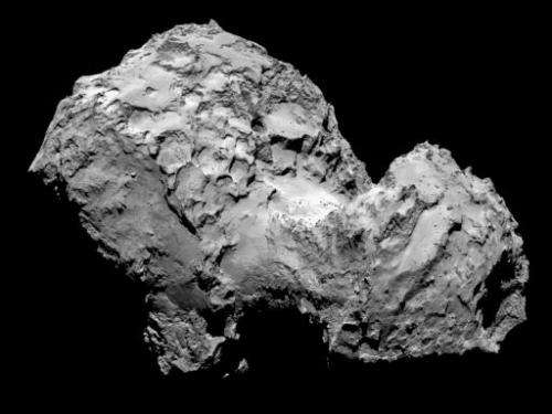 This picture taken on August 3, 2014 by space probe Rosetta's OSIRIS narrow-angle camera and obtained on August 6, 2014 from the