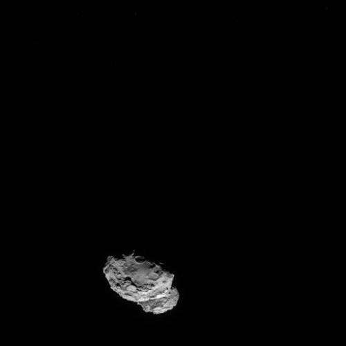 A picture taken on August 4, 2014 by the navigation camera (NAVCAM) onboard ESA's space probe Rosetta shows Comet 67P/Churyumov-
