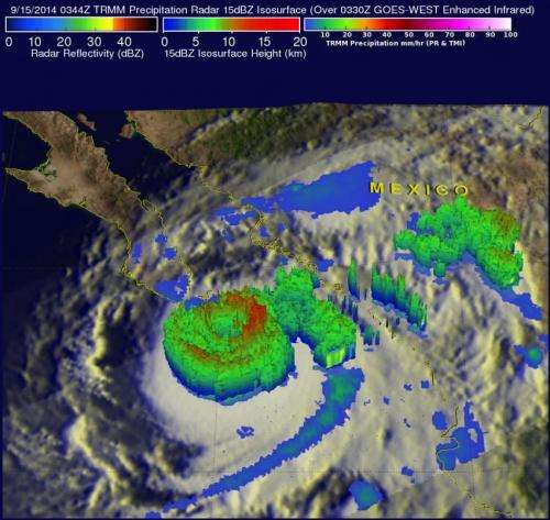 NASA's TRMM satellite sees Hurricane Odile strike Baja California