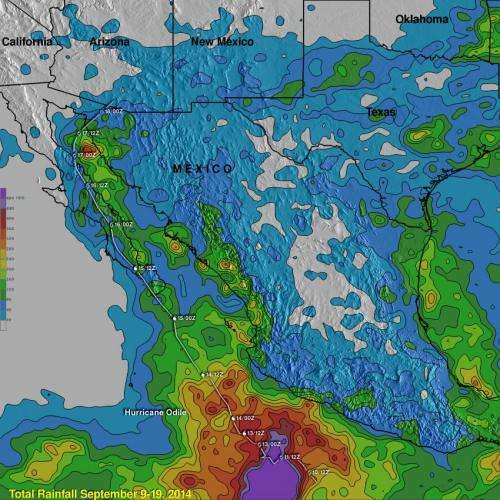 NASA's TRMM satellite tallies Hurricane Odile's heavy rainfall