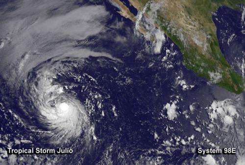 NASA sees Tropical Storm Julio as part of a heated Eastern Pacific