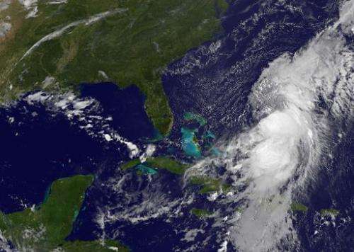A satellite view of Hurricane Cristobal over the Bahamas on August 26, 2014