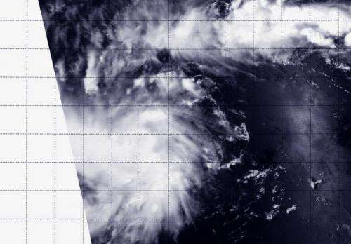 NASA's Aqua satellite flies over newborn Tropical Depression 05W