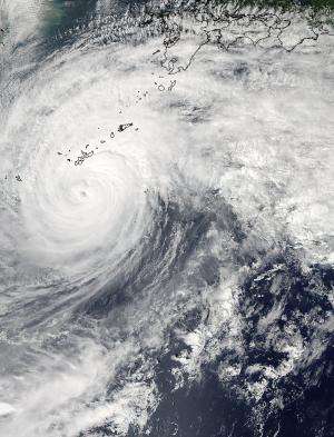 NASA sees a weaker Typhoon Vongfong near Amami Oshima