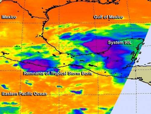 NASA sees remnants of Tropical Storm Boris merging with Gulf low