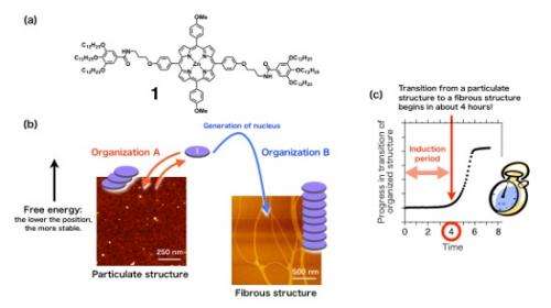 New material capable of autonomous molecular organization in accordance with preprogramming