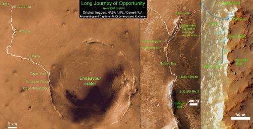 Opportunity peers out from ‘Pillinger Point’