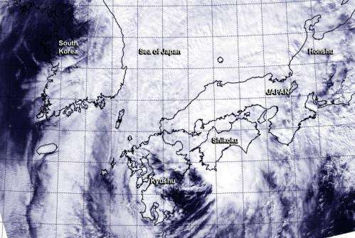 NASA satellite sees wind shear affecting Tropical Storm Vongfong