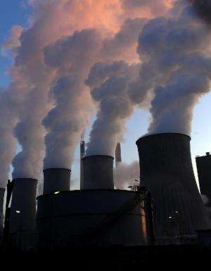 Cooling towers of the coal-fired power plant of Scholven in Gelsenkirchen, western Germany, are pictured on January 16, 2012